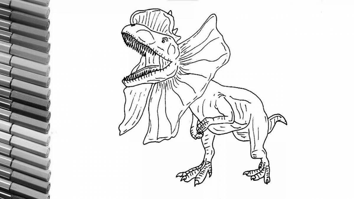 Раскраска большой дилофозавр