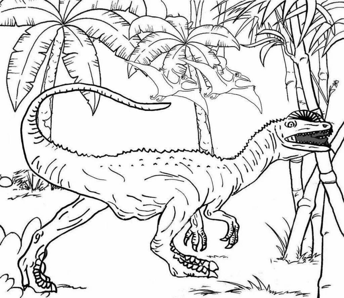 Раскраска элегантный дилофозавр