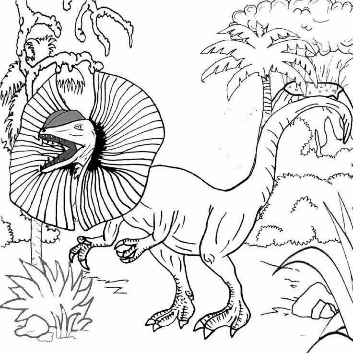 Таинственный дилофозавр раскраска
