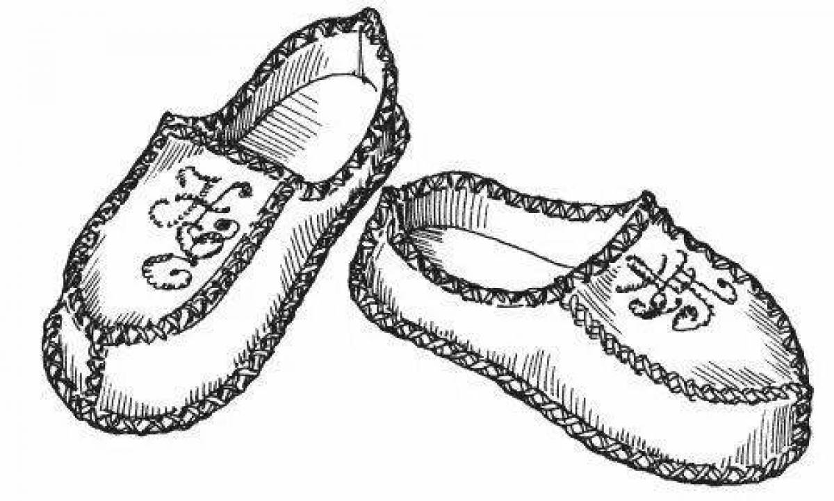 Glittering slippers coloring page