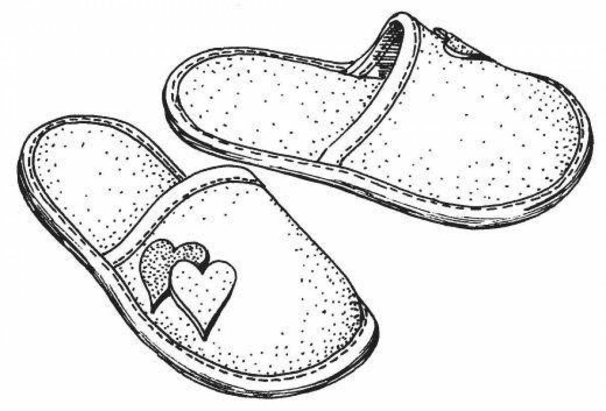 Coloring page funny slippers