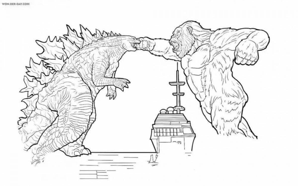 Colorfully detailed king kong coloring page