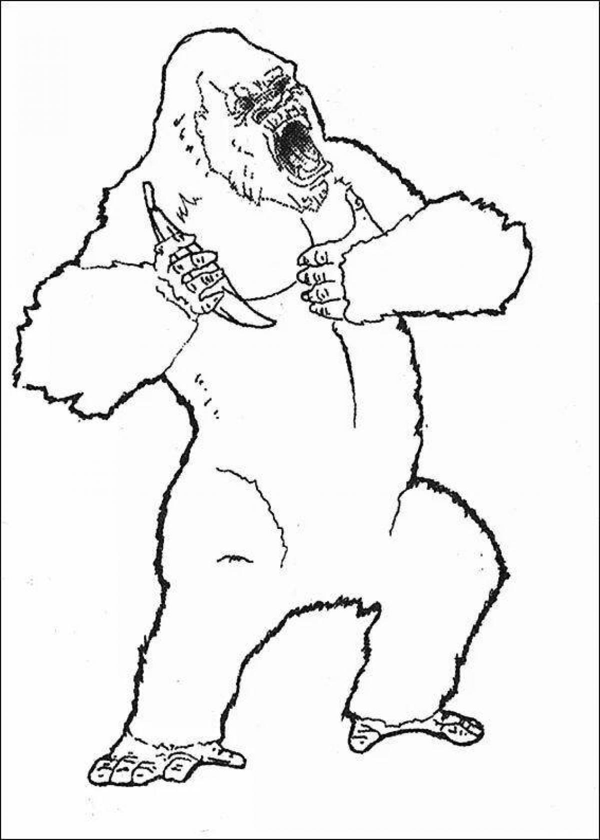 Colorful illustrated king kong coloring book