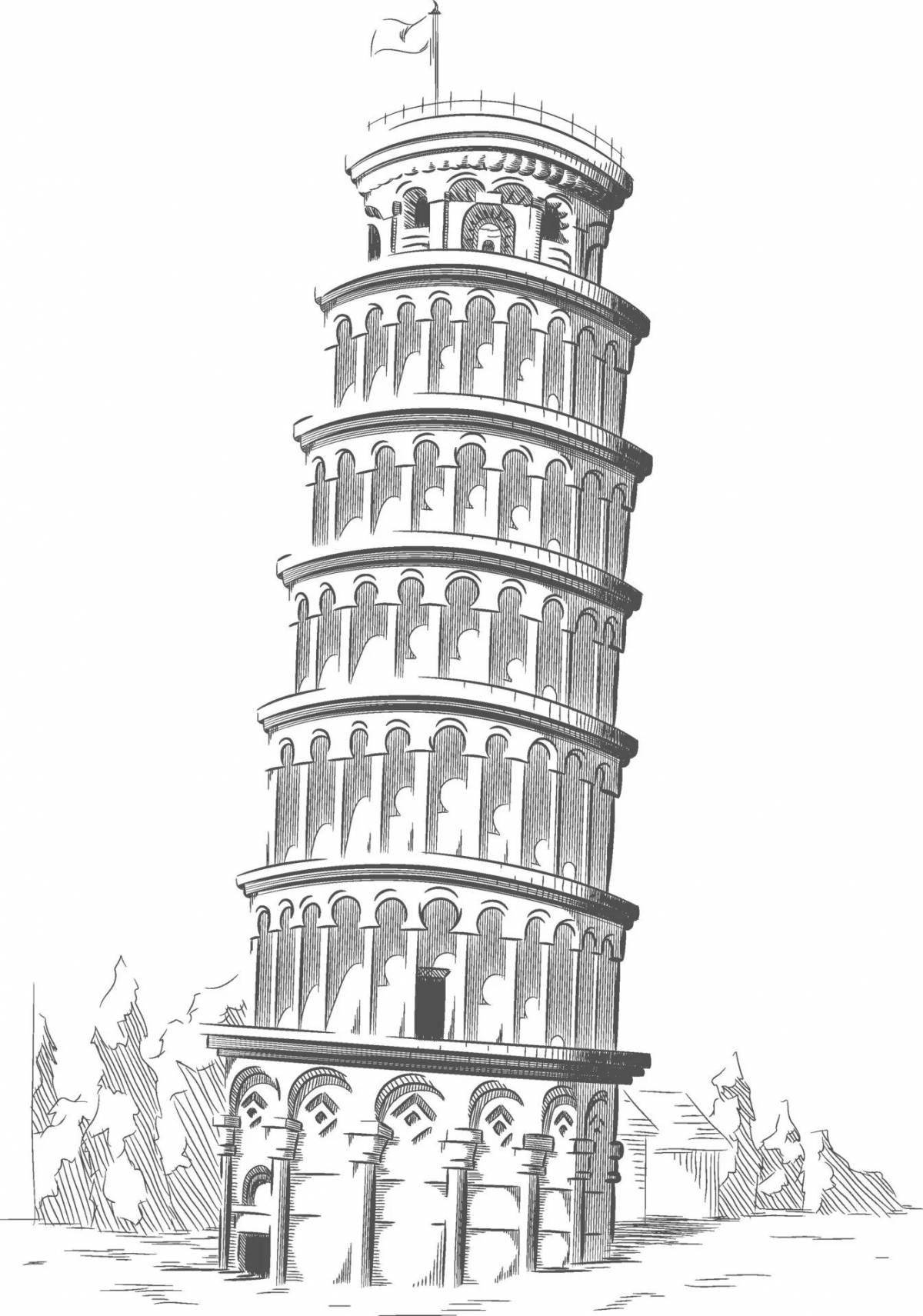 Величественная раскраска пизанской башни