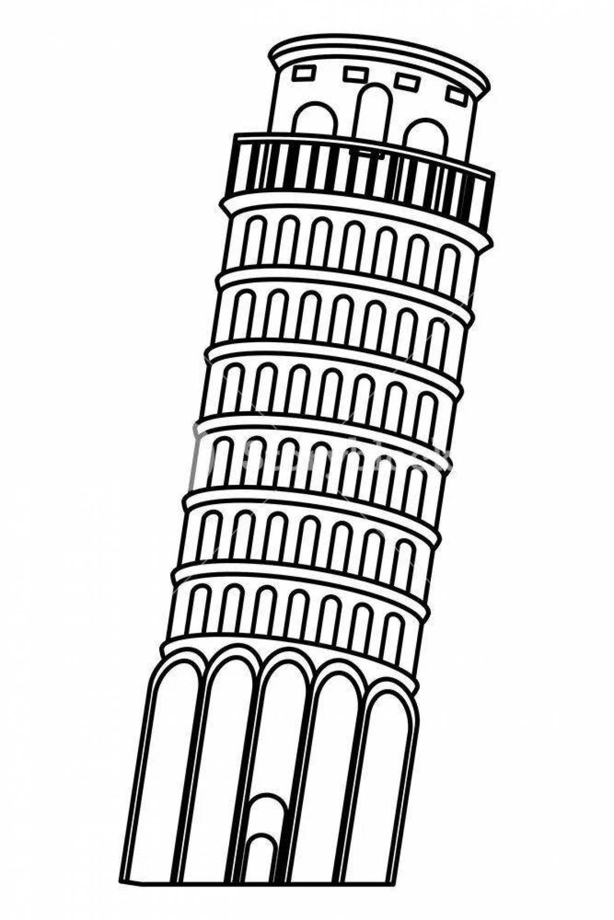 Adorable Leaning Tower of Pisa coloring book