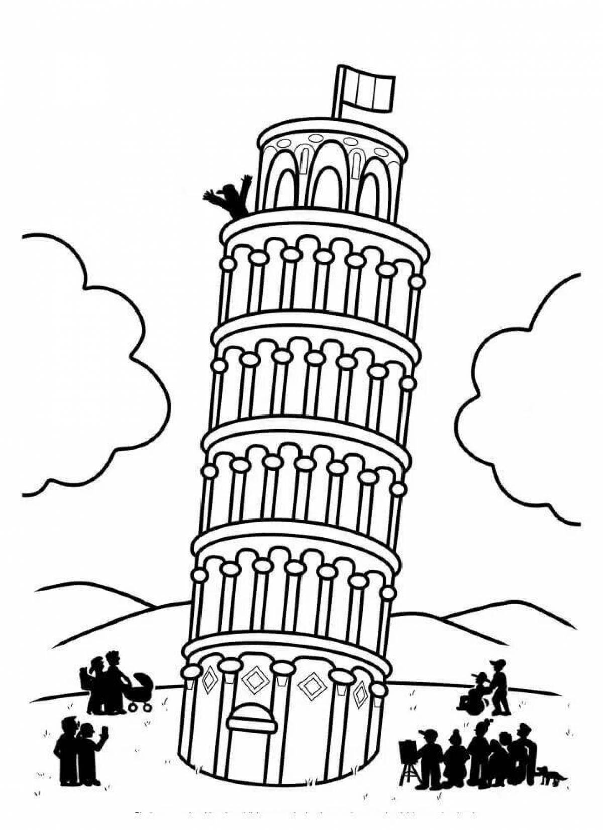 Large coloring of the Leaning Tower of Pisa