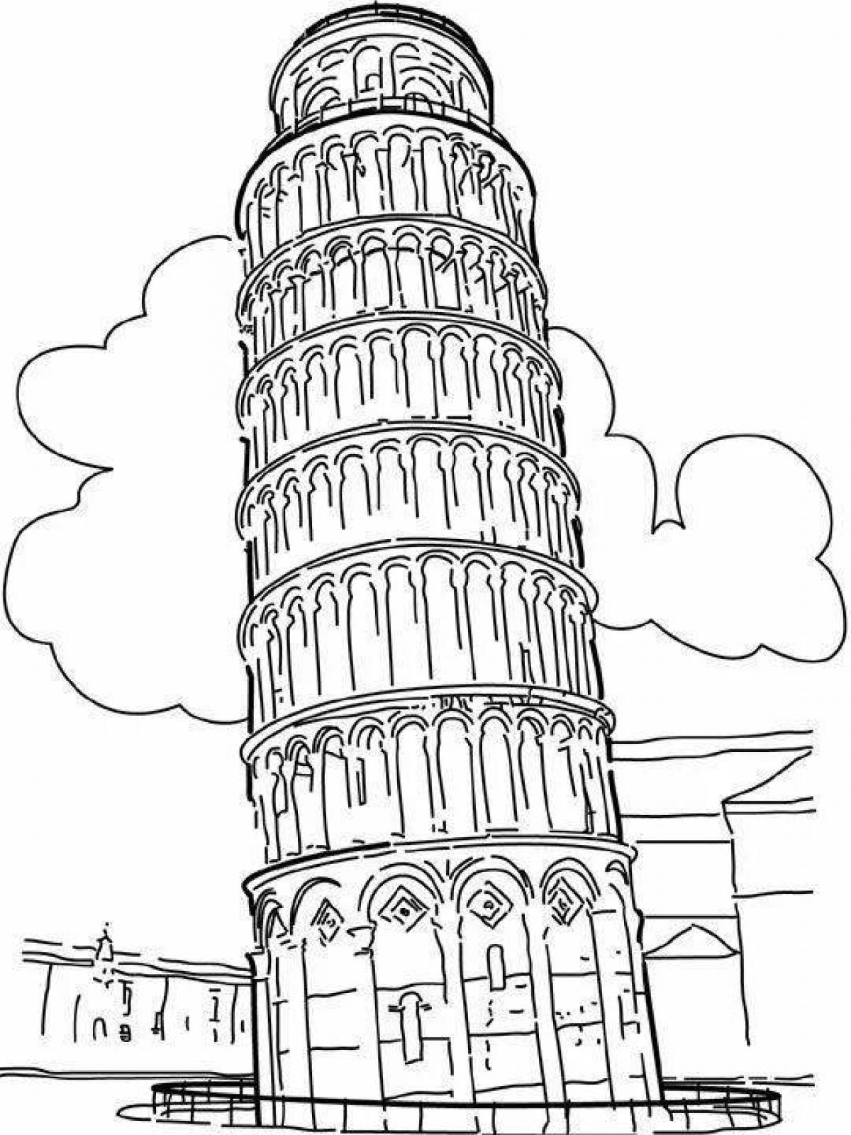 Wonderful coloring of the Leaning Tower of Pisa
