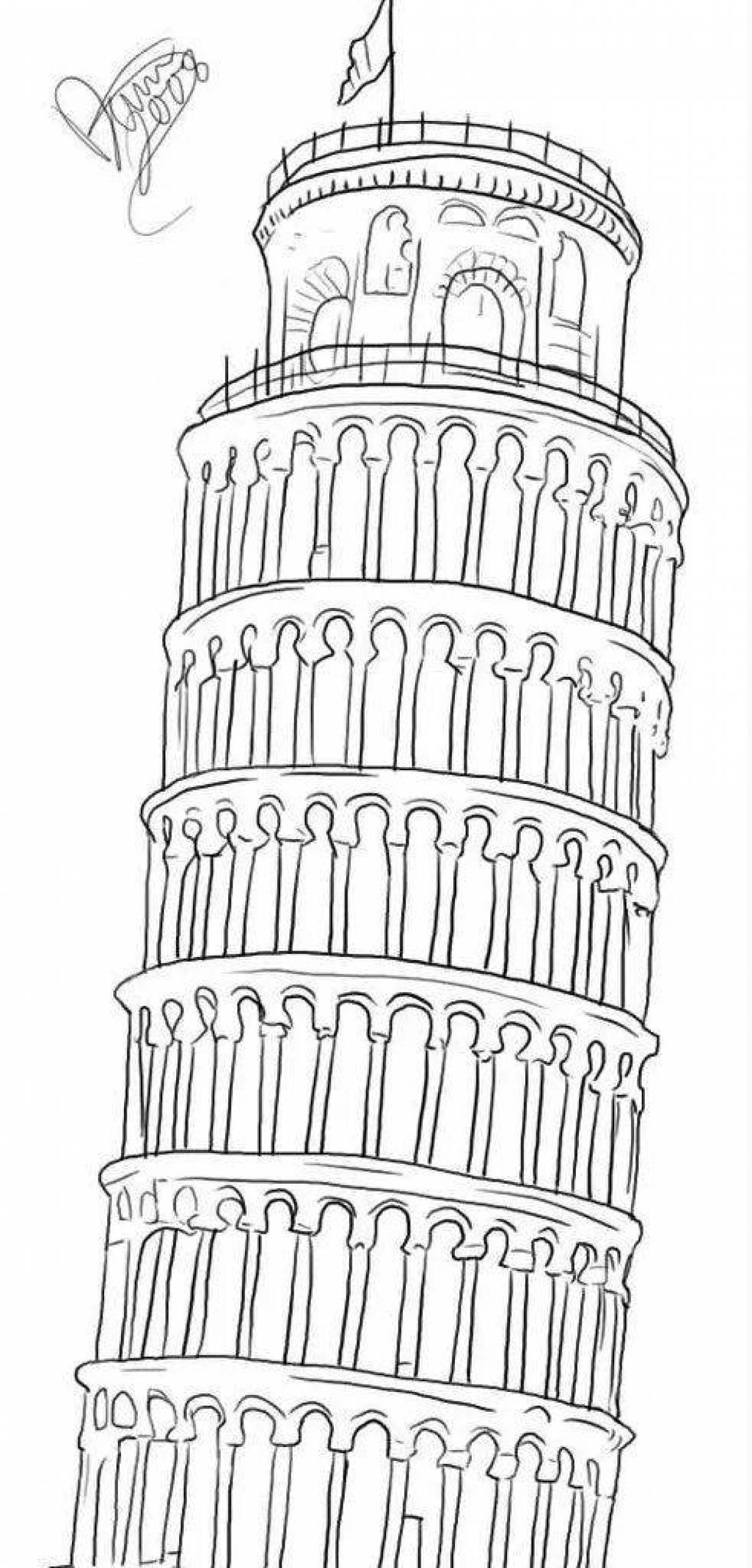Exciting coloring of the Leaning Tower of Pisa