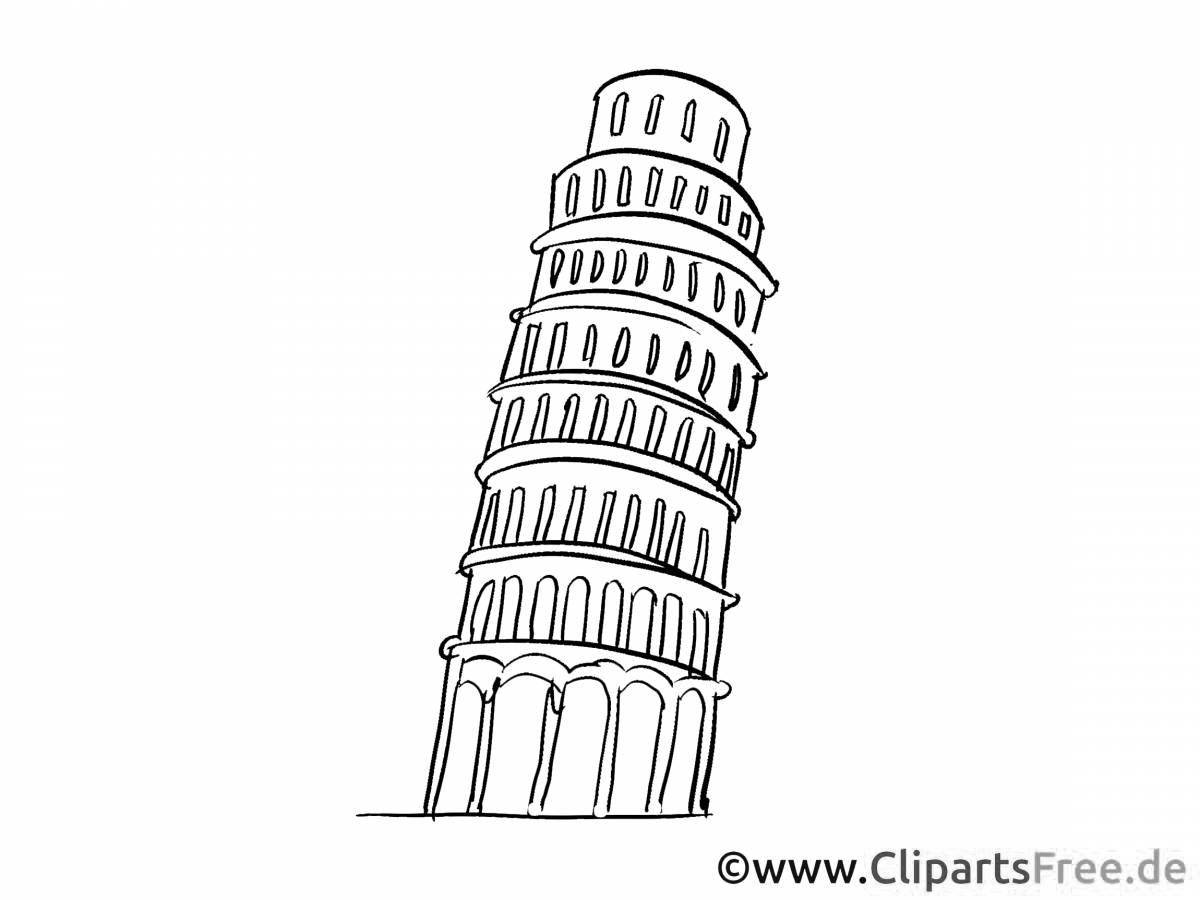 Artistic coloring of the Leaning Tower of Pisa
