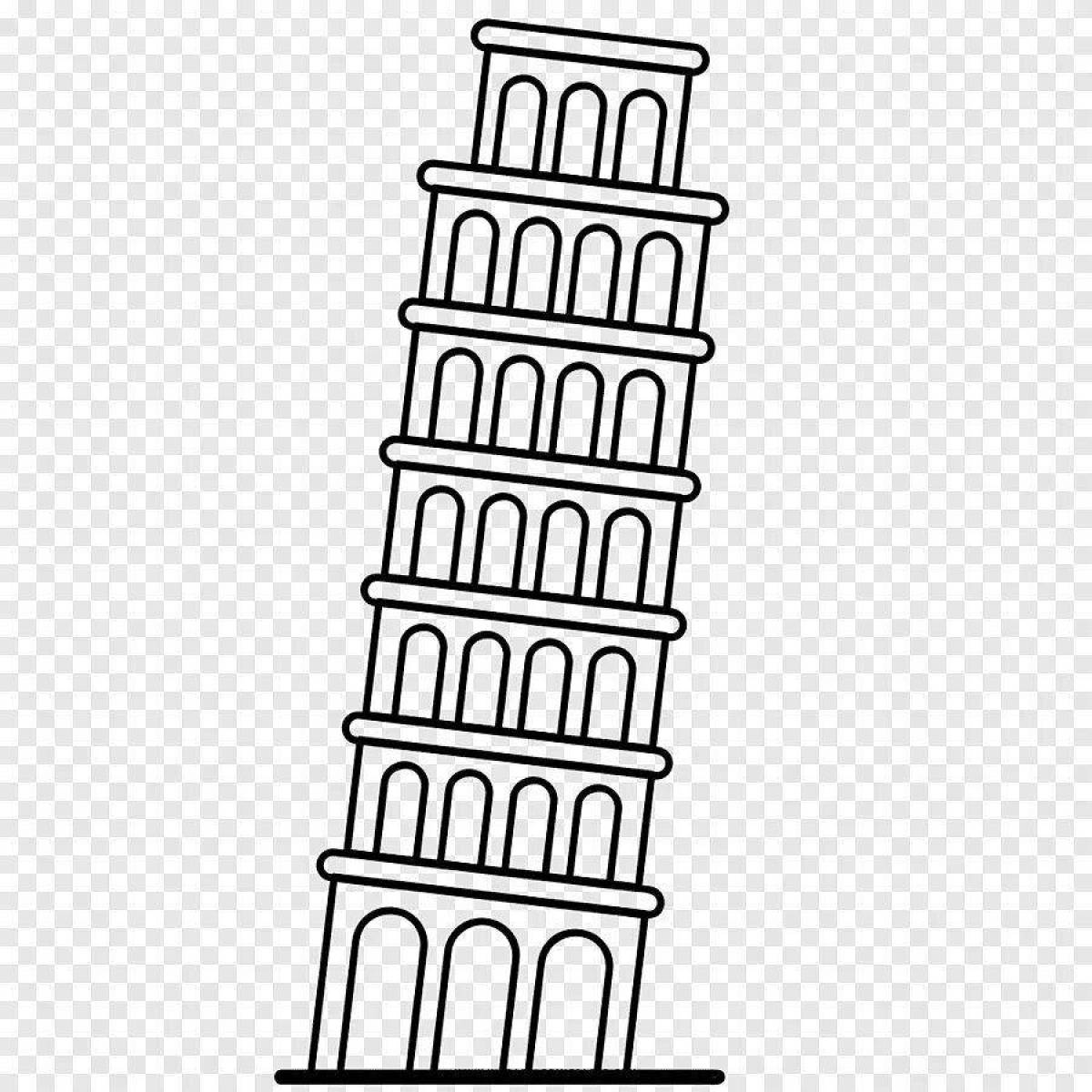 Shiny Leaning Tower of Pisa Coloring