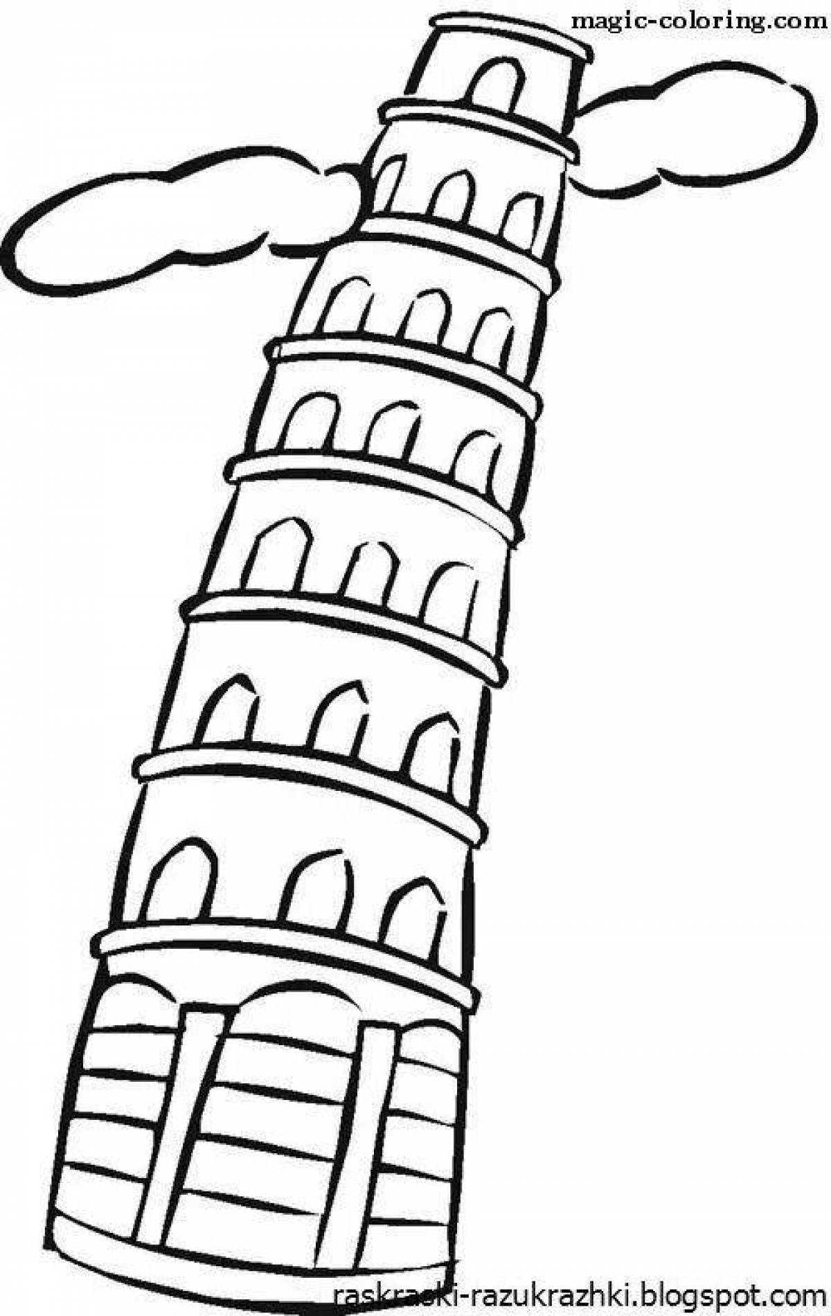 Beautiful coloring of the Leaning Tower of Pisa