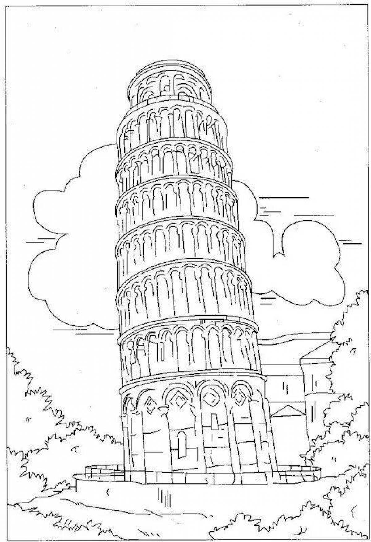 Intricate coloring of the Leaning Tower of Pisa