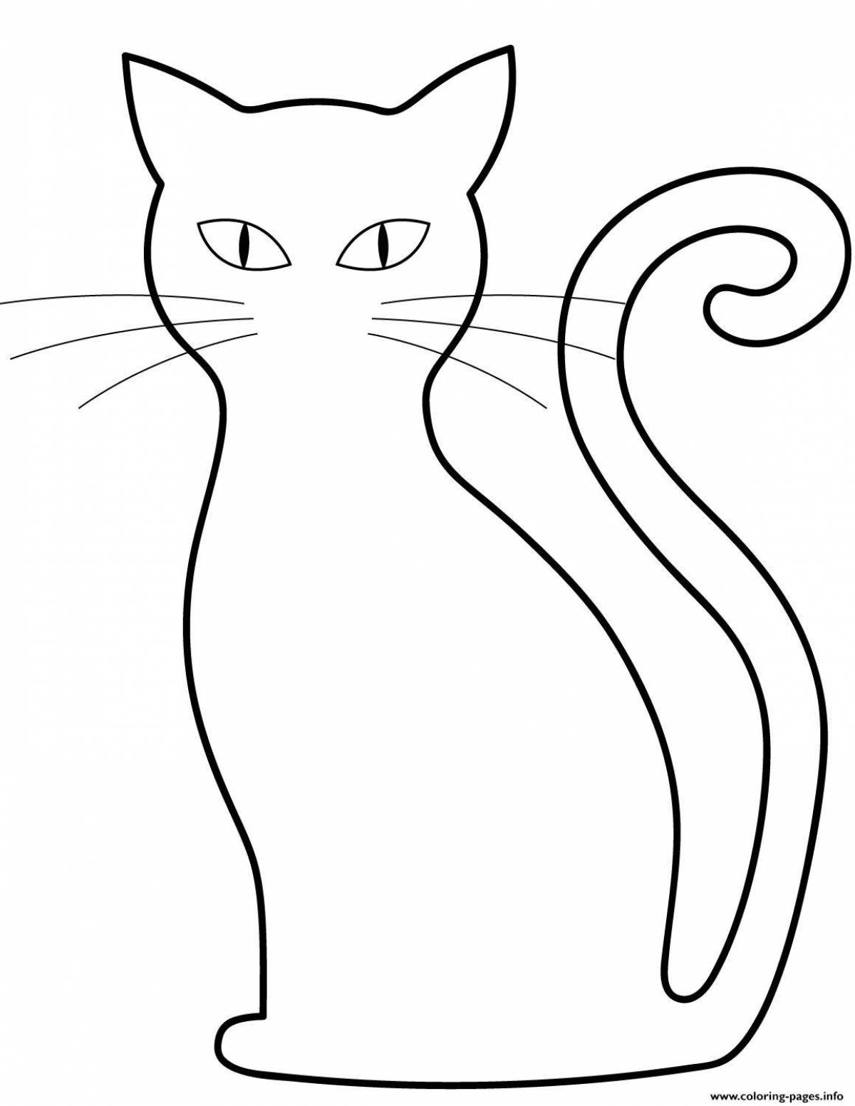 Живая страница раскраски контура кошки