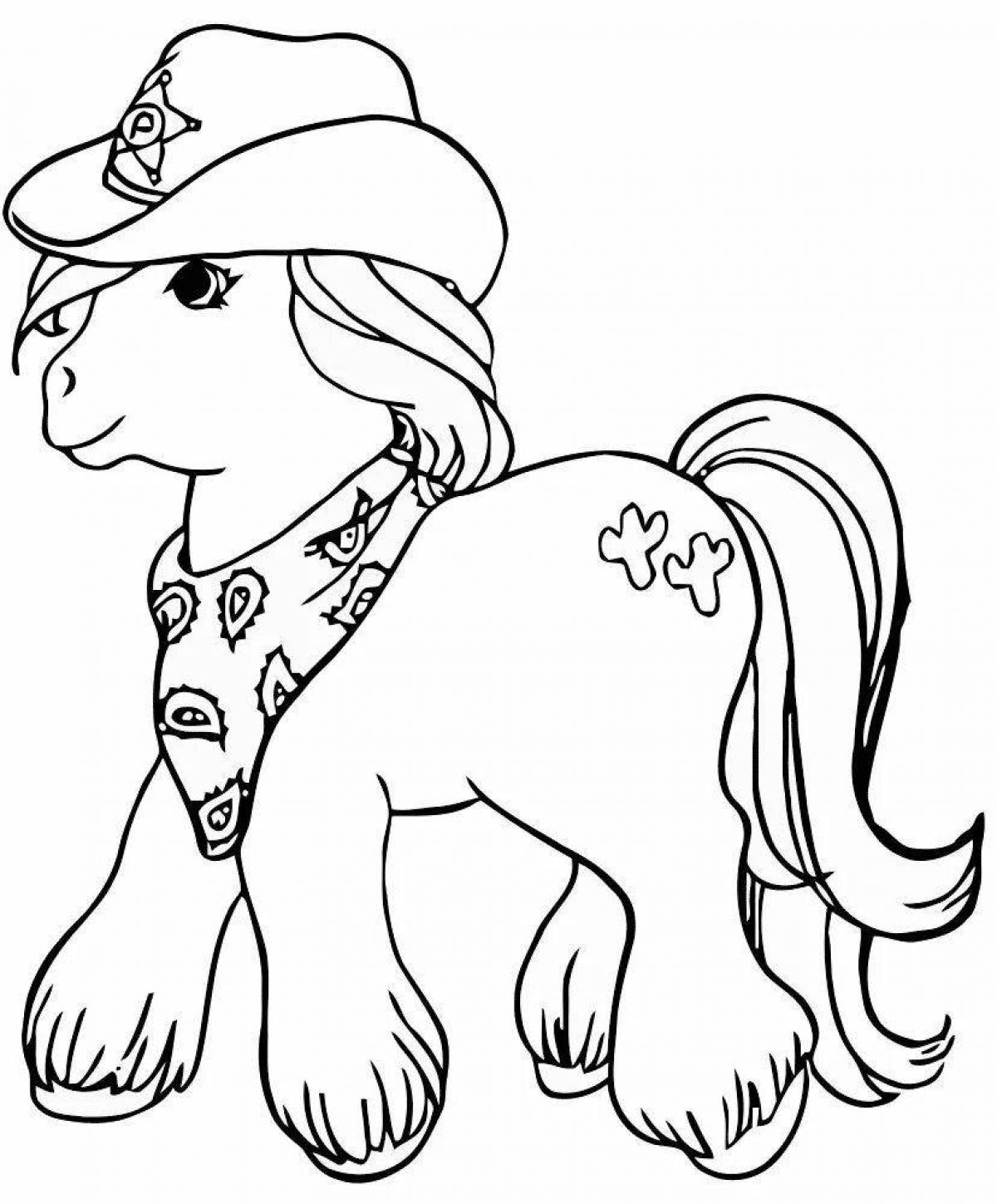 Energetic coloring pony horse