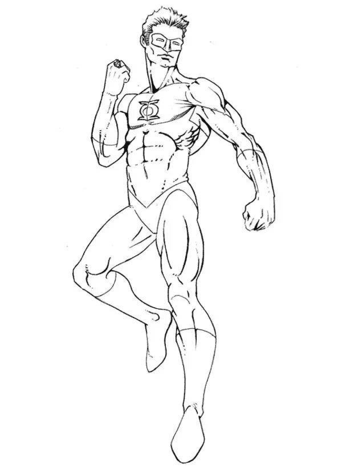 Brightly colored green lantern coloring page