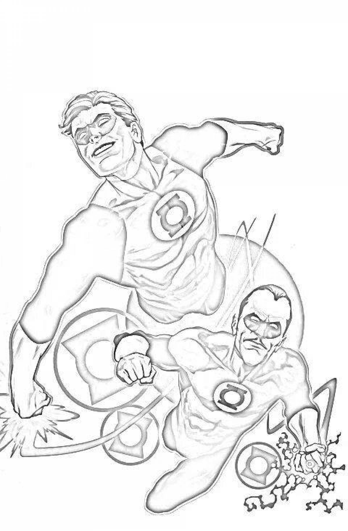 Colorful green lantern coloring page