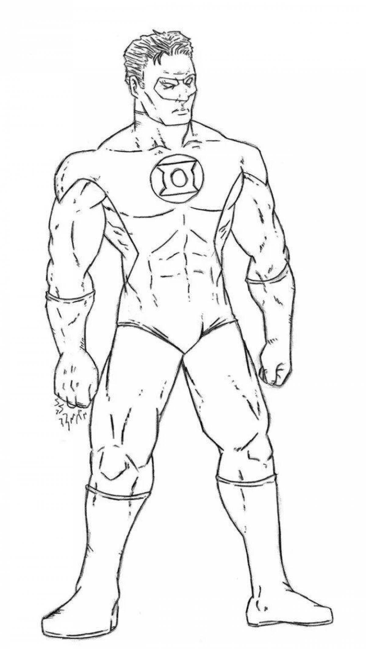 Brilliantly pigmented green lantern coloring page