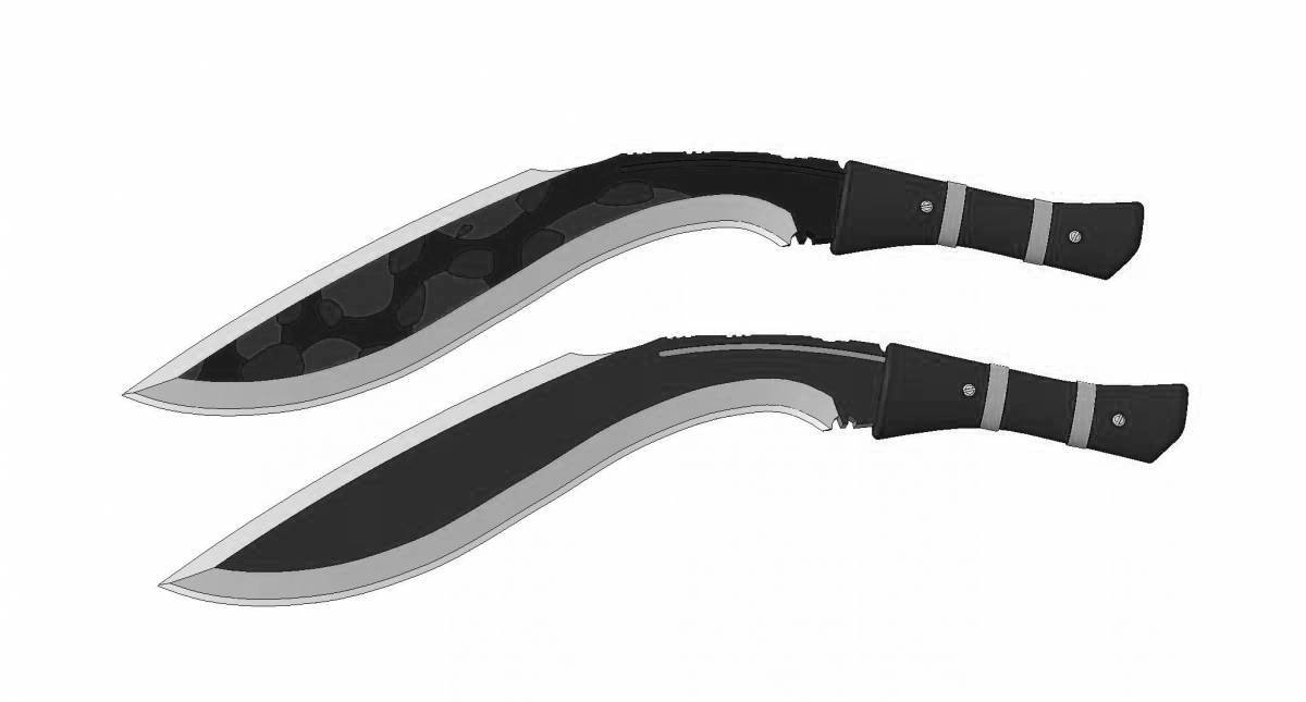 Kukri decorated knife coloring page