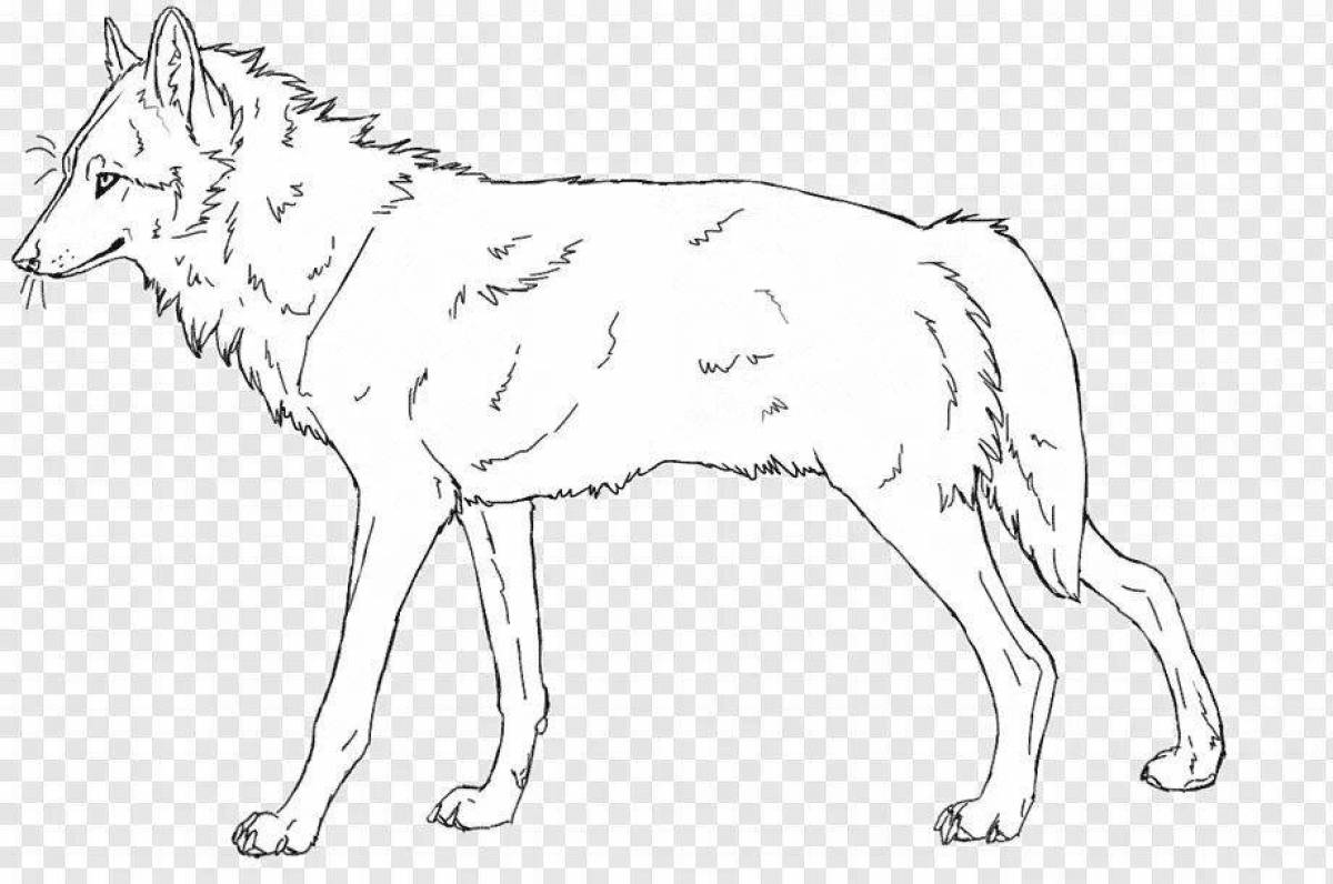 Frightening wolf coloring page