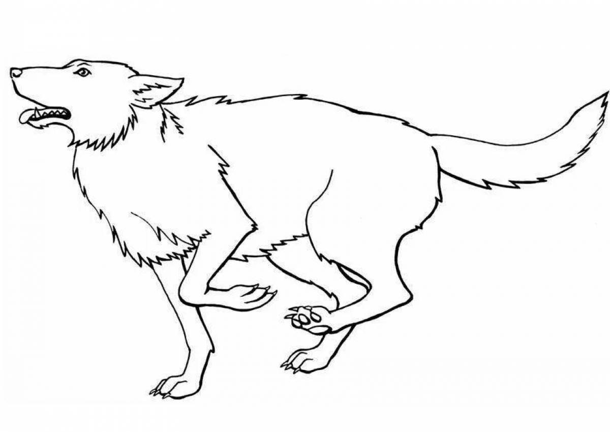 Frightening white wolf coloring page