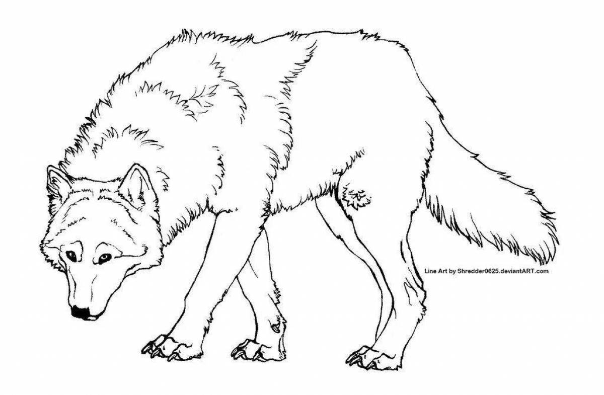 Coloring page graceful white wolf