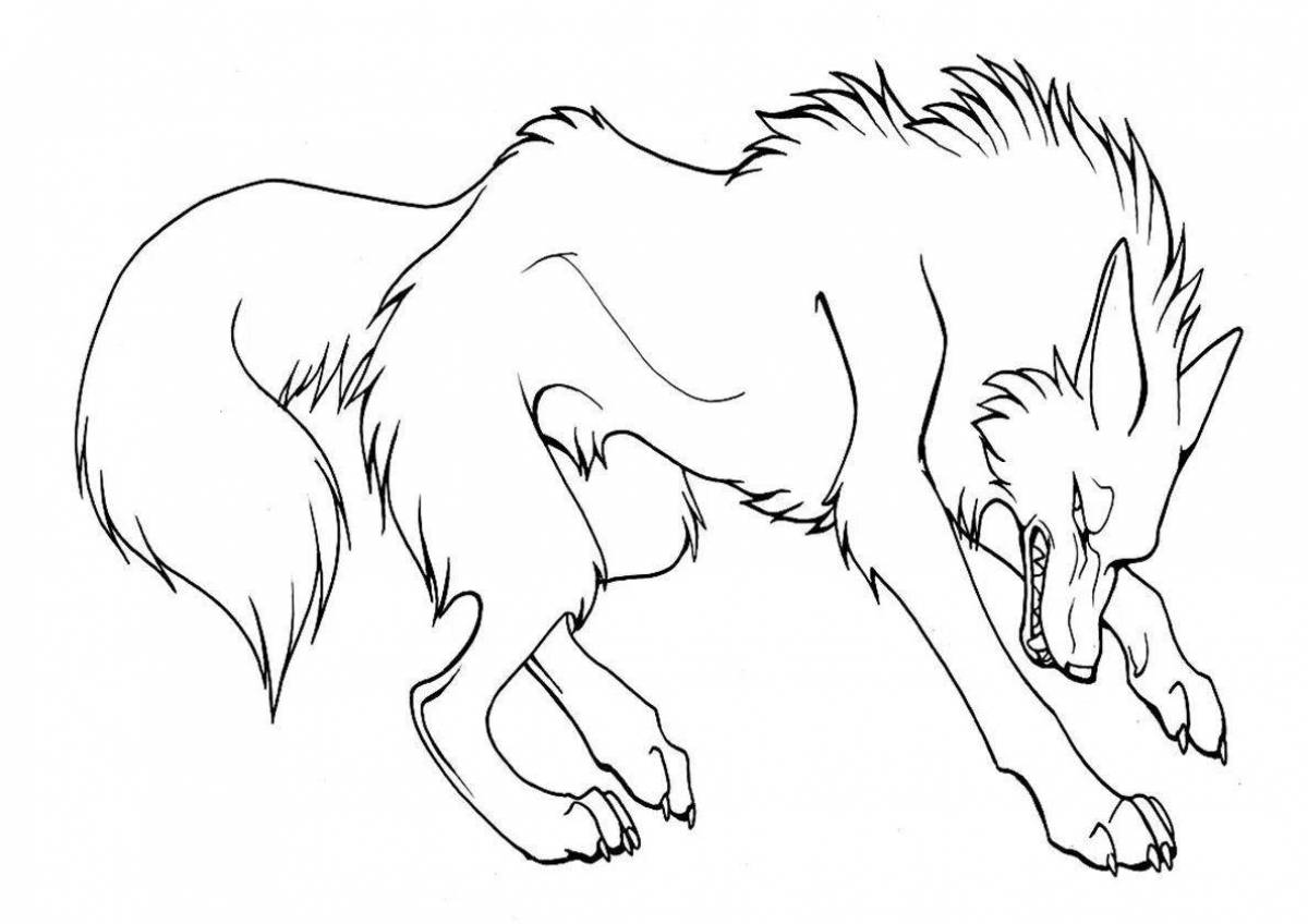 Coloring page graceful black wolf