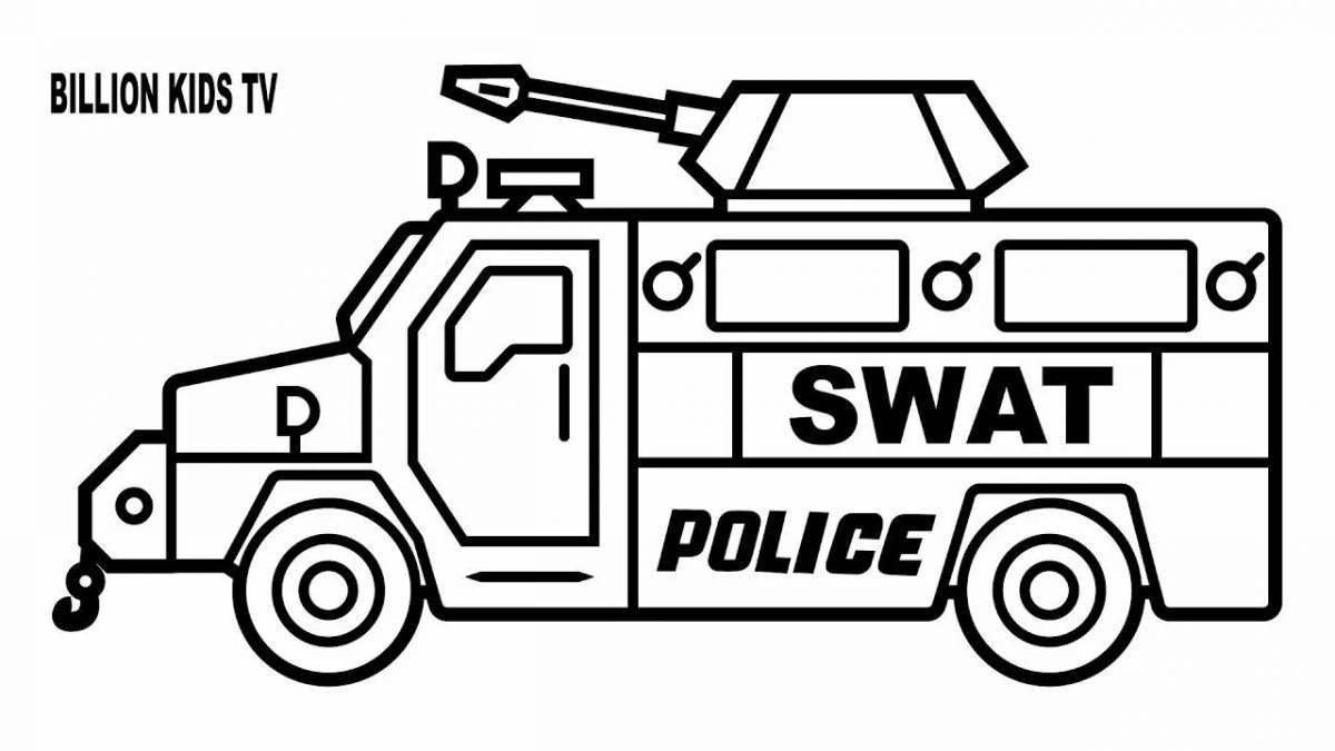 Coloring police jeep