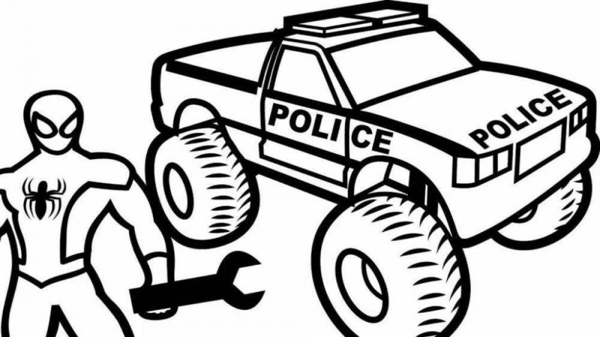 Coloring page shining police jeep