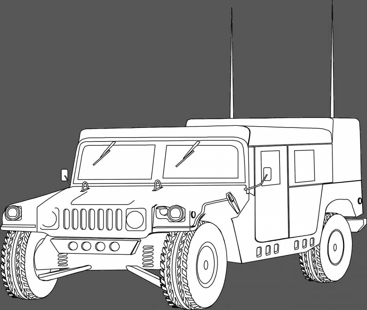 Coloring page bold military jeep