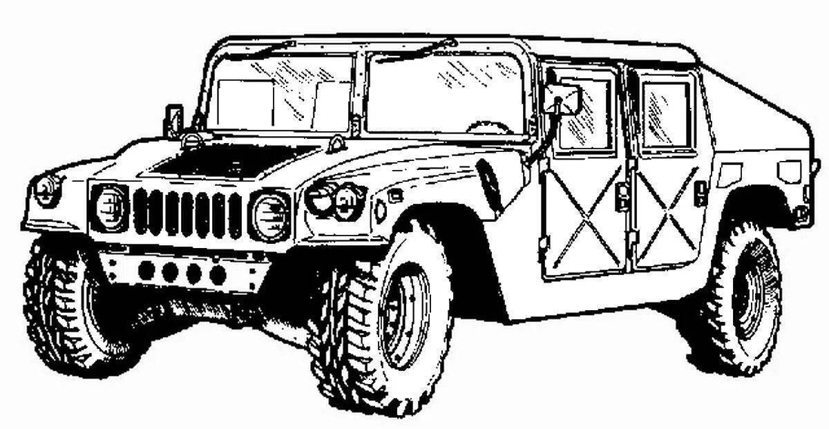 Coloring big military jeep