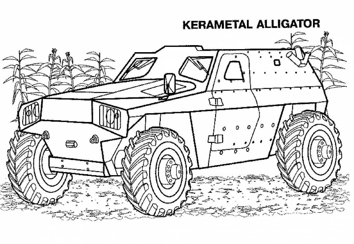 Shiny military jeep coloring page