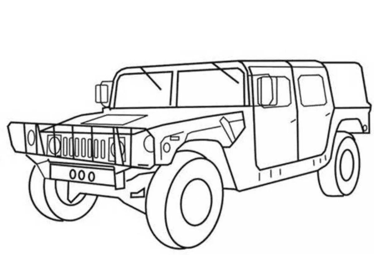 Colouring awesome military jeep