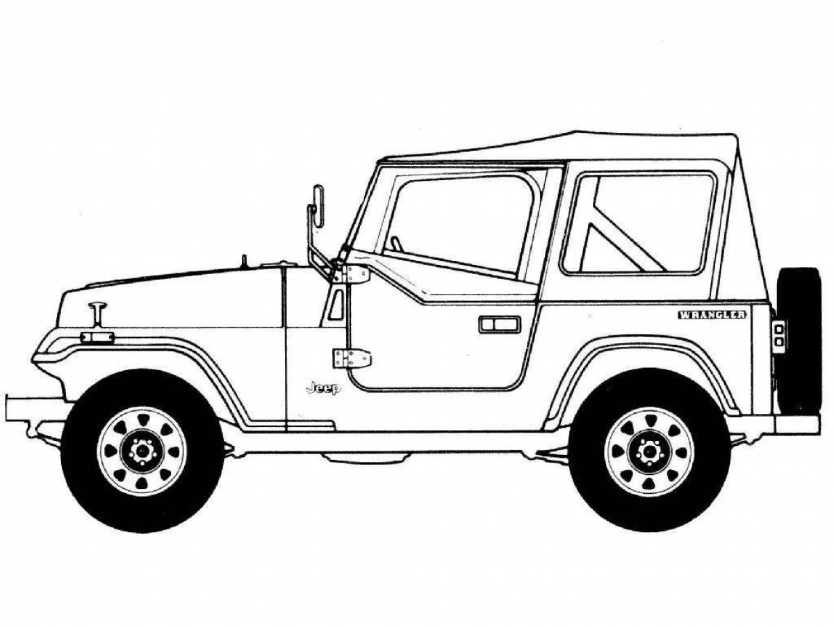 Royal military jeep coloring page