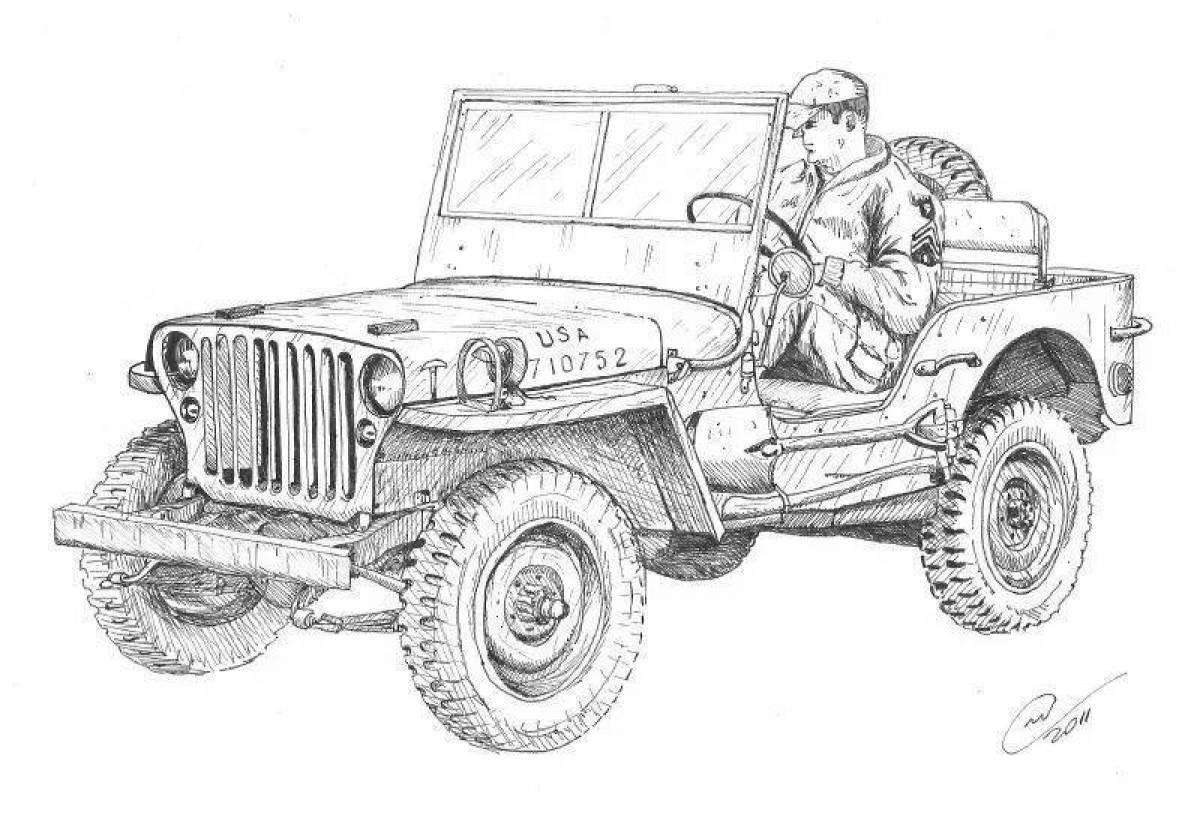 Coloring page elegant military jeep