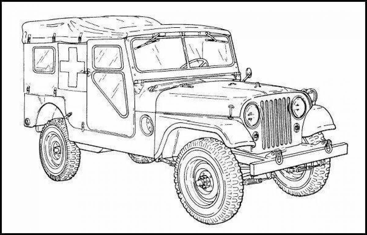 Sleek military jeep coloring page