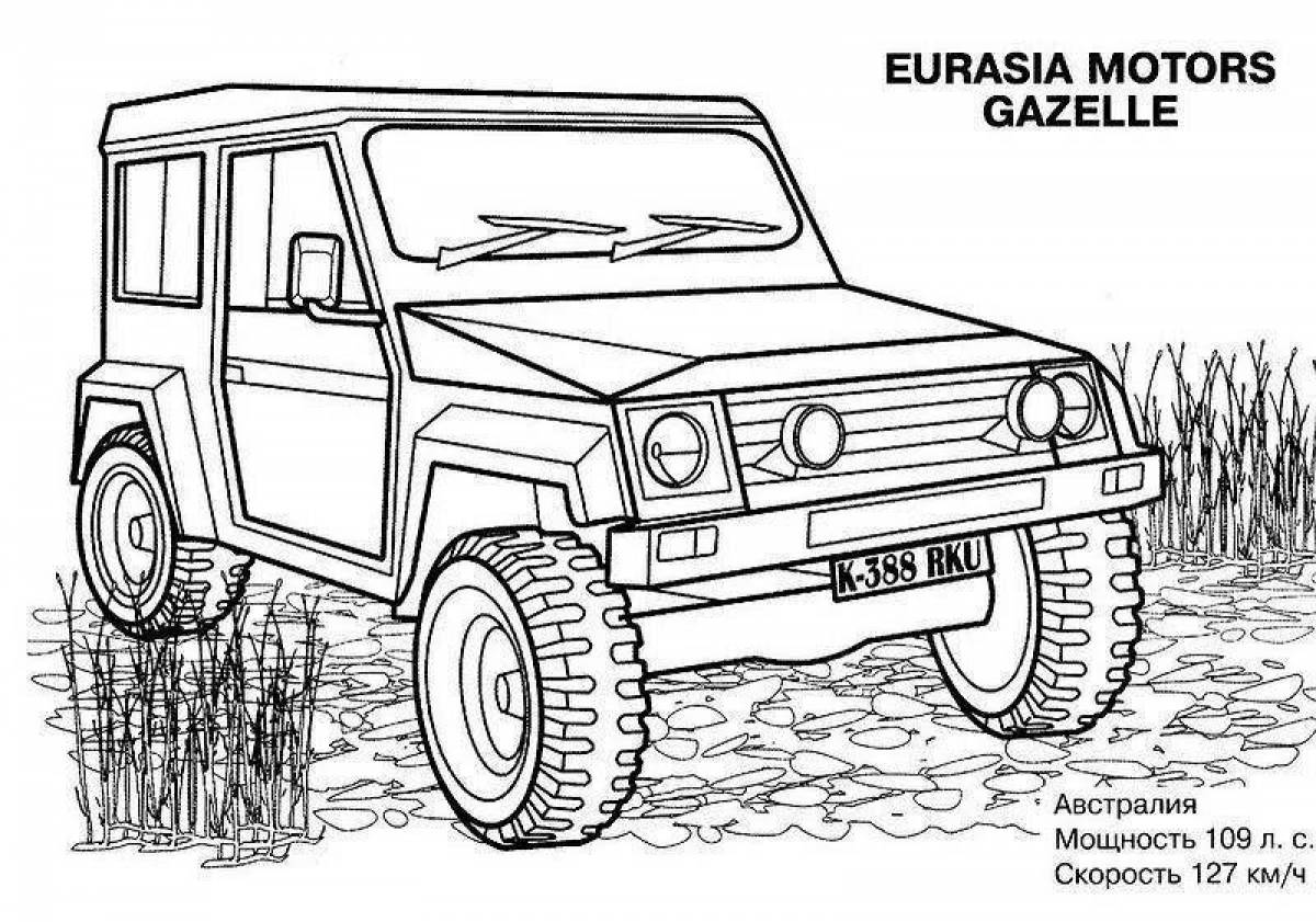 Coloring page stylish military jeep