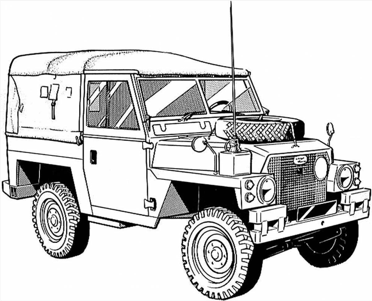Adorable military jeep coloring page