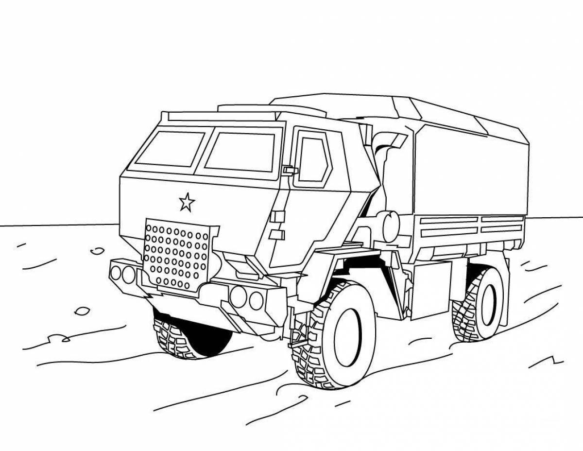 Charming military jeep coloring book