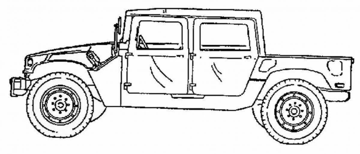A fascinating military jeep coloring book