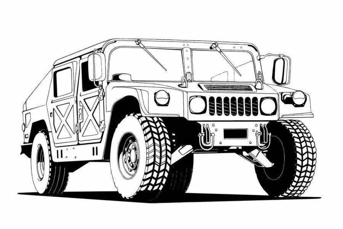 Coloring dynamic military jeep