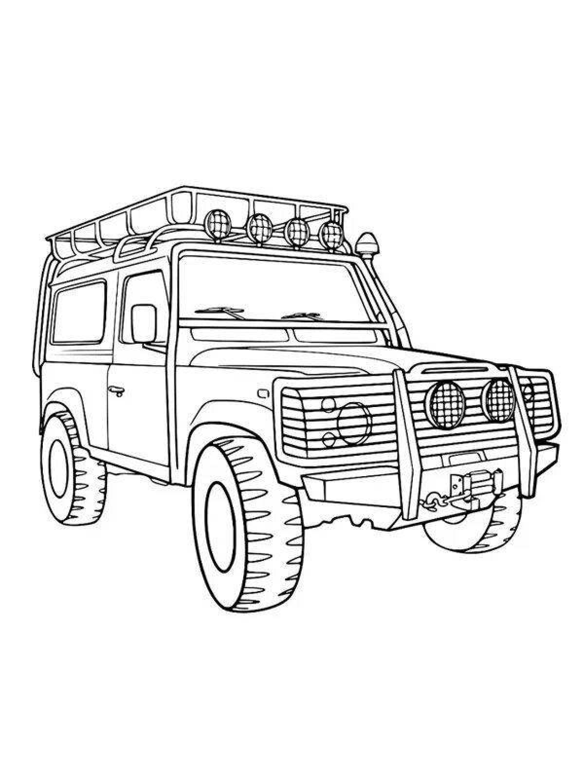 Coloring animated military jeep