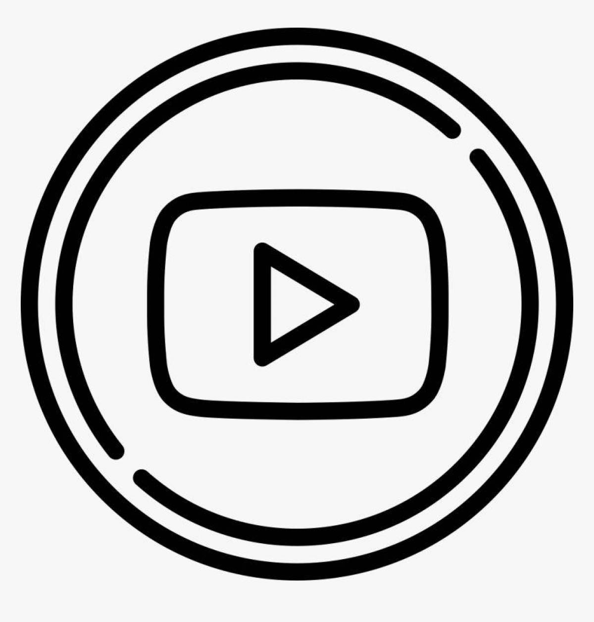 Colorful youtube button coloring page