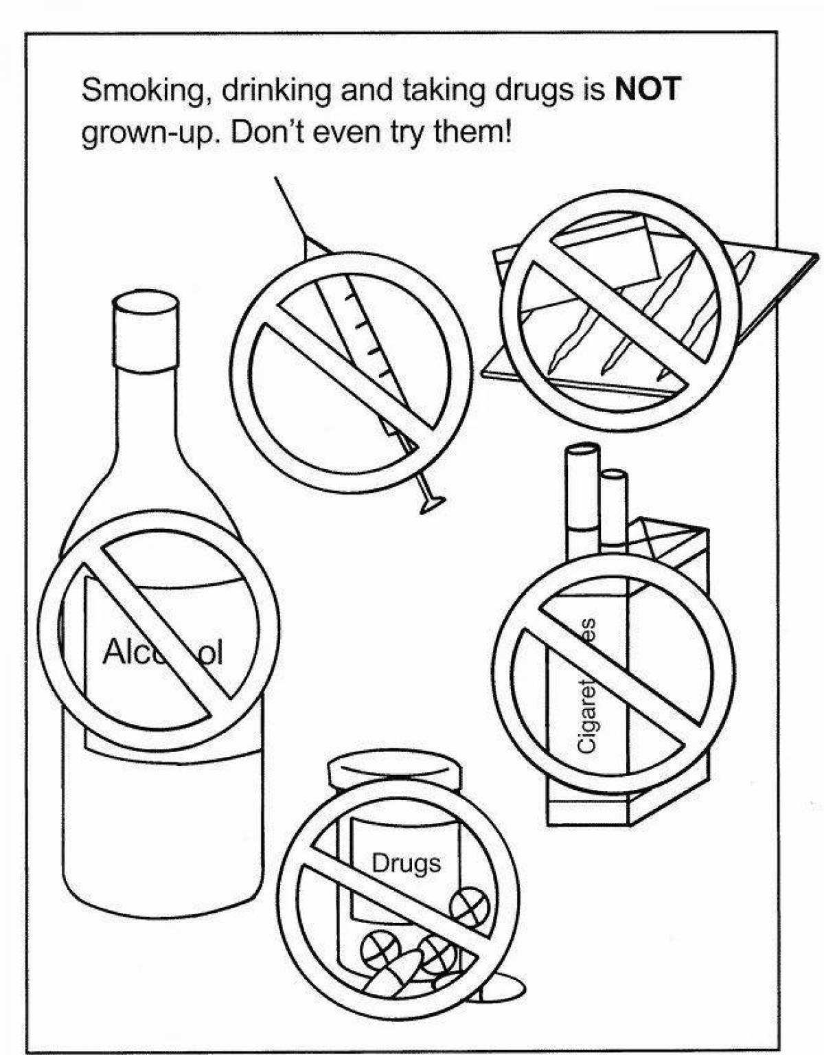 Tempting coloring book about bad habits