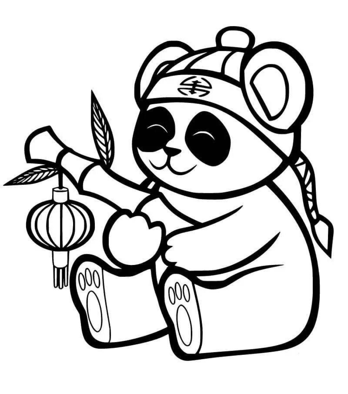 Huggable cute panda coloring page