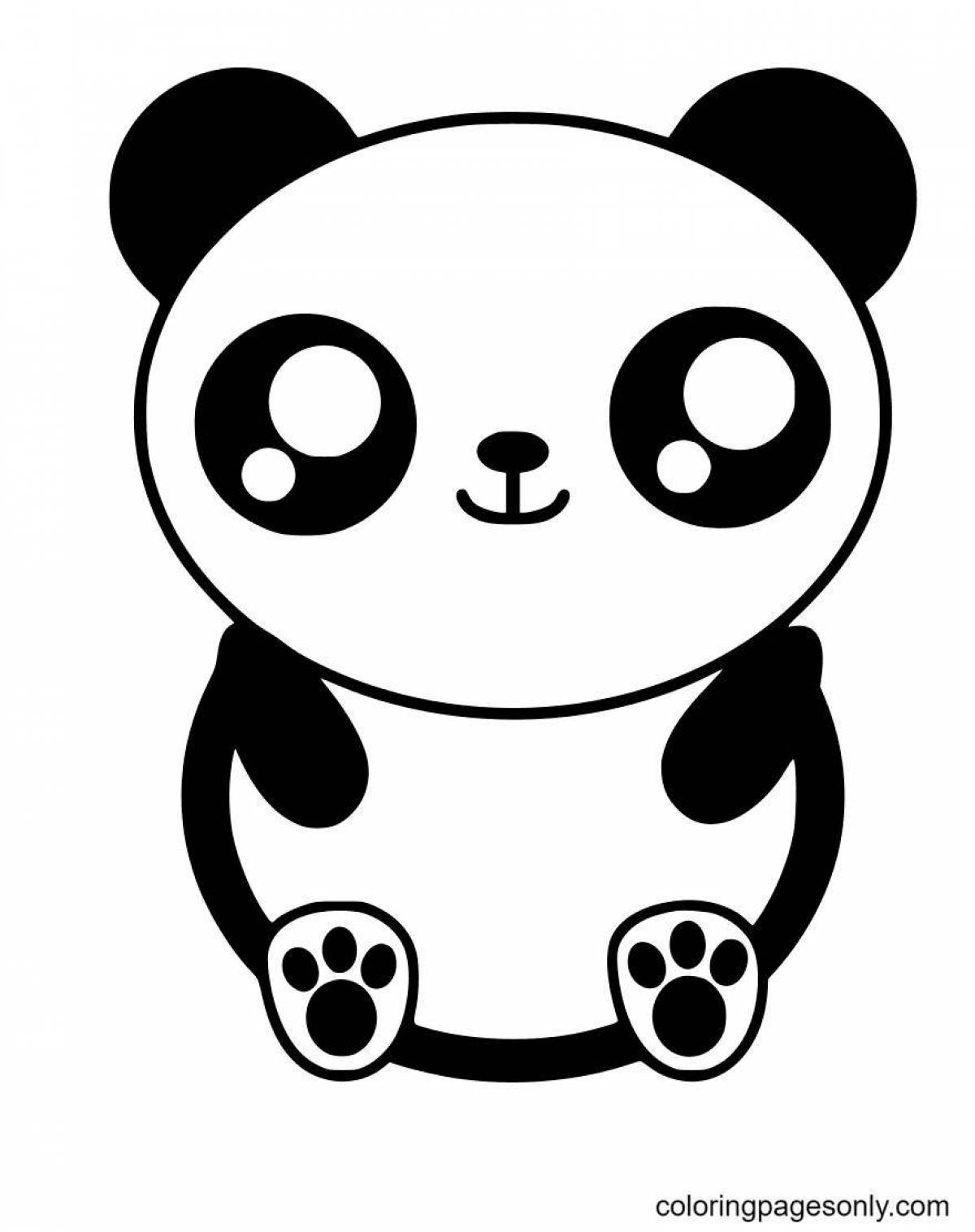 Smiling cute panda coloring book