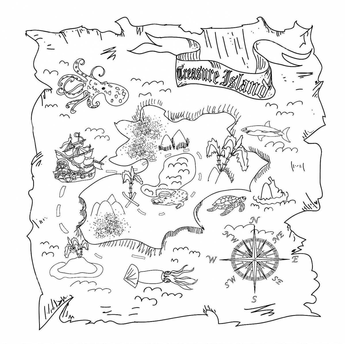 Coloring page magical pirate map