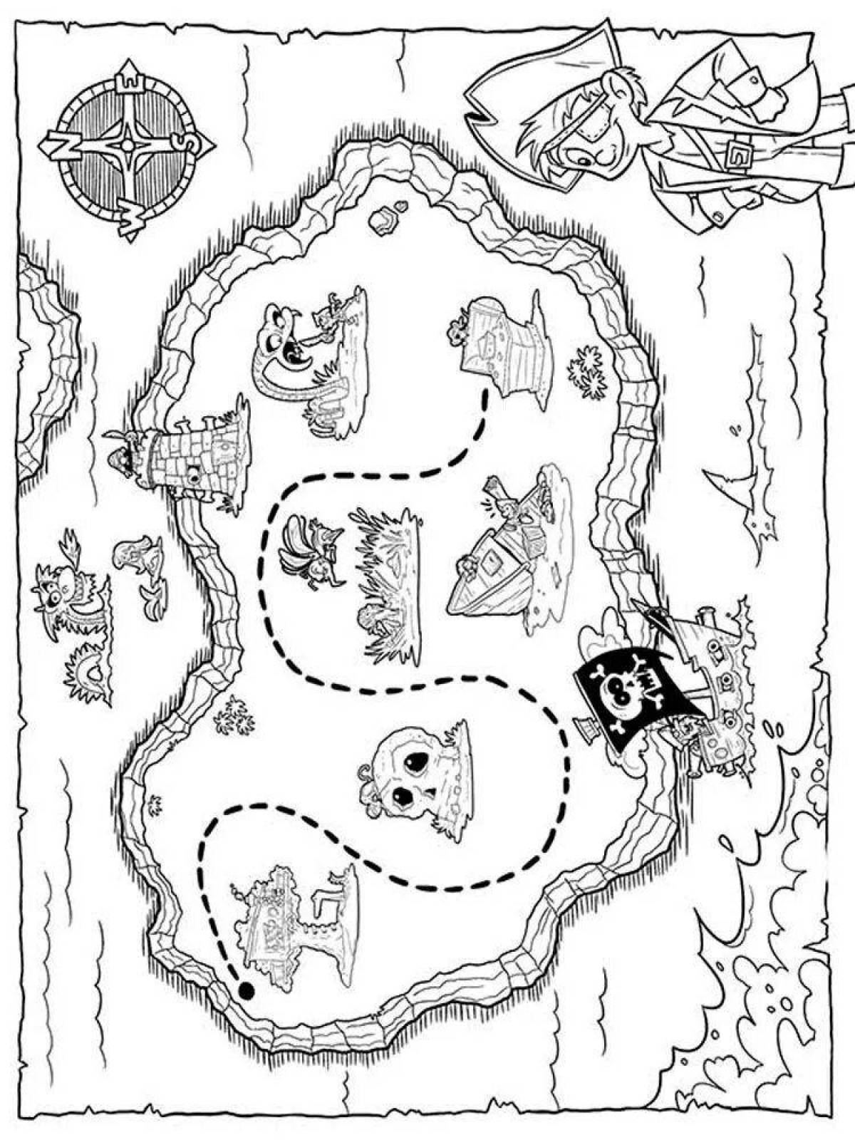 Великая пиратская карта раскраски