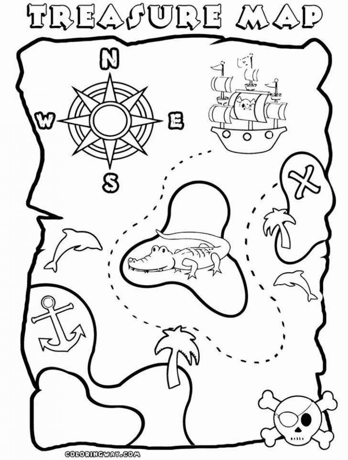 Pirate map fun coloring