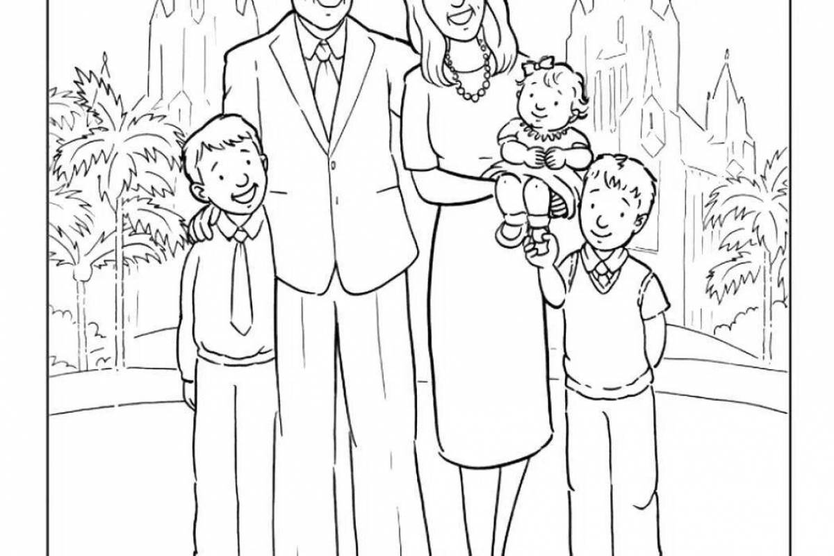 Magic family coloring picture