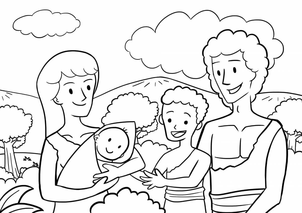 Amazing family photo coloring page